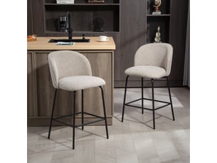 Lot de 2 chaises de bar tabourets de bar métal noir tissu gris clair
