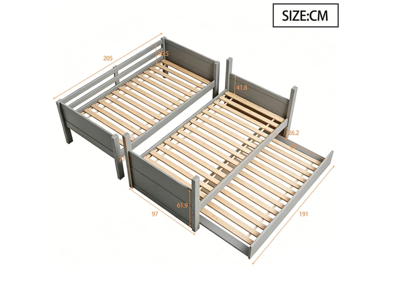 Lit jeune, 90x200 cm, extensible, gris cao-LDB00579AAE-conf-NEW - Conforama E