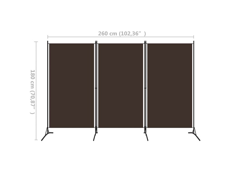  Paravent | cloison de séparation 3 panneaux marron 260x180 cm  - Conforama E