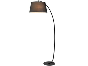 Lampadaire arqué avec abat-jour en tissu et interrupteur au pied, ø 47 x 105 x 190 cm, noir