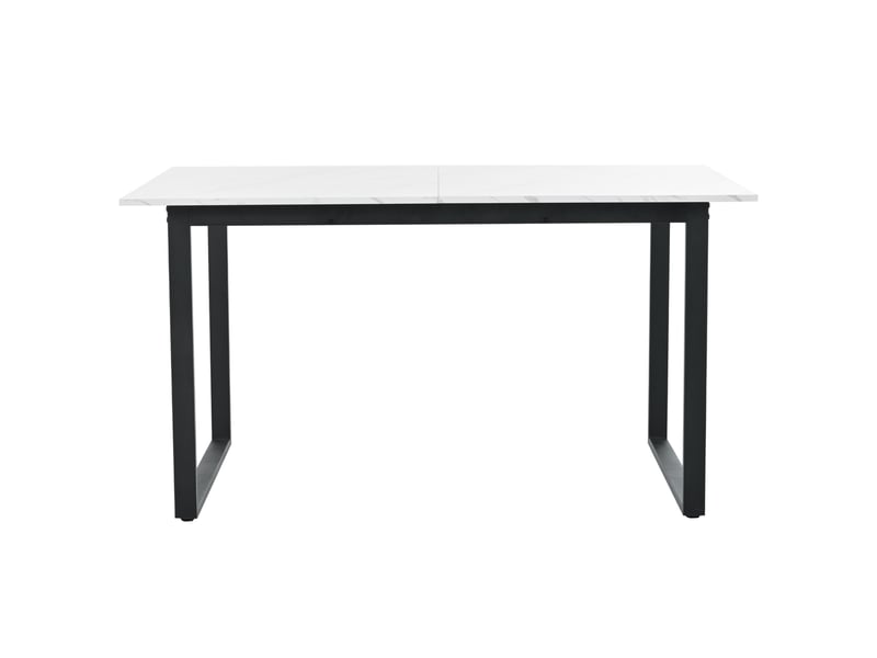 Table à manger extensible rectangle avec pieds réglables en métal noir,140180x80x75cm,blanc table blanc - Conforama A