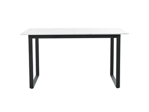 Table à manger extensible rectangle avec pieds réglables en métal noir,140180x80x75cm,blanc