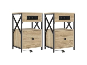 Lot de 2 cabinet de chevet, table de nuit chêne sonoma 40 x 31 x 60 cm shl3473