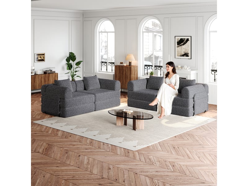  Canapé convertible, canapé-lit — avec rangement, avec accoudoirs, en chenille  - Conforama A