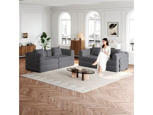 Canapé droit fixe <strong></strong> <strong></strong> 1 place Simili gris avec coffre de rangement
