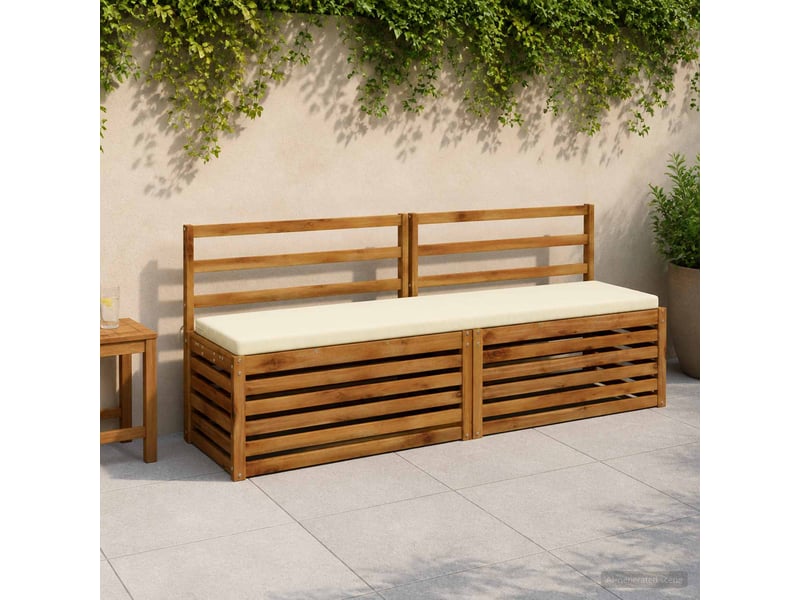 Lot de 2 coussins de banc, coussins d'assise soest 100 % polyester crème cf57184 - Conforama B