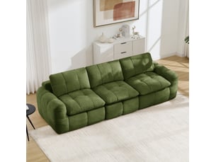 Canapé modulable 3 places 264x97x68 cm en chenille vert