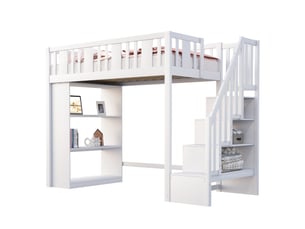Lit mezzanine 90x200 cm <strong>MERAX</strong> <strong>lit enfant blanc</strong> coloris blanc
