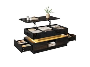 Table basse rectangulaire coloris noir OKWISH  - 48 cmx90 cm