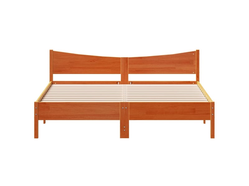  Lit double- lit adulte -  cadre de lit sans matelas  marron 200x200cm bois pin massif  - Conforama C
