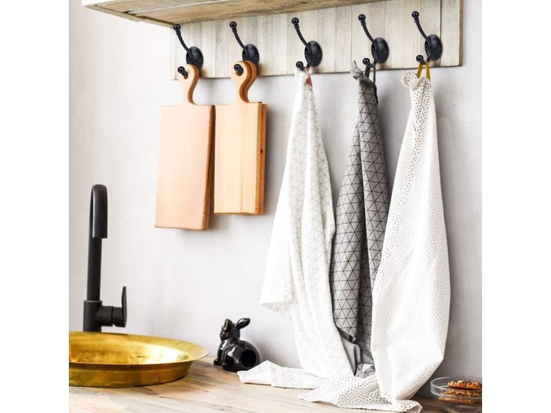  6 pièces patère, rétro crochet de manteau porte manteau murale de métal pour salle de bain cuisine chambre entrée, noir Hook-LM12-01-A162-L-030 - Conforama D
