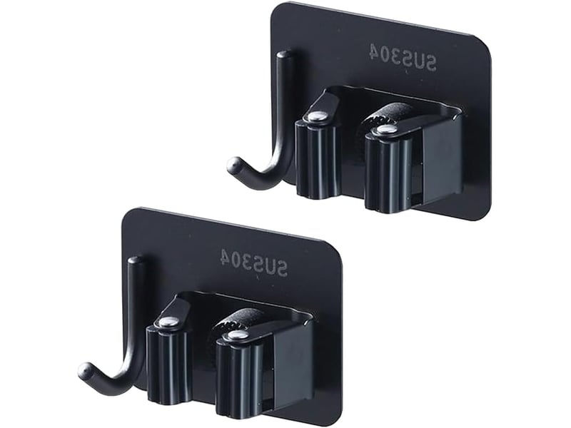  Lot de 2 supports muraux en acier inoxydable avec crochet pour balai de cuisine, salle de bain, buanderie, jardin, garage, noir CSLJY-LIEN0002546CSLJY - Conforama A