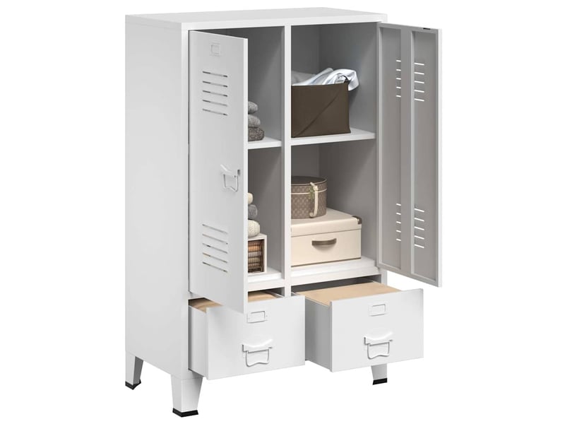  Garde-robe, armoire de rangement industrielle blanc 67x35x107 cm acier  - Conforama C