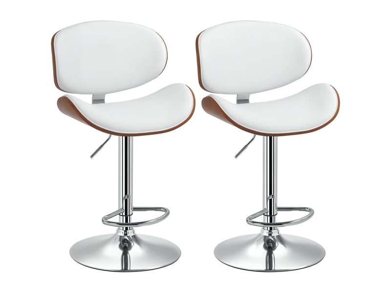  Lot de 2 chaises de bar tabouret hauteur réglable revêtement synthétique 53 x 52 x 92-112 cm blanc  - Conforama A