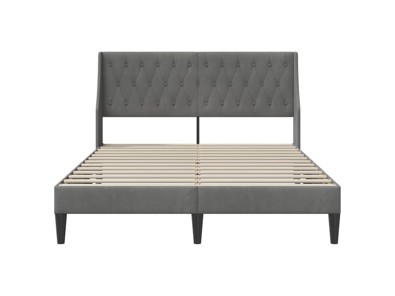  Lit double- lit adulte -  cadre de lit avec tête de lit gris foncé 120 x 190 cm velours  - Conforama C