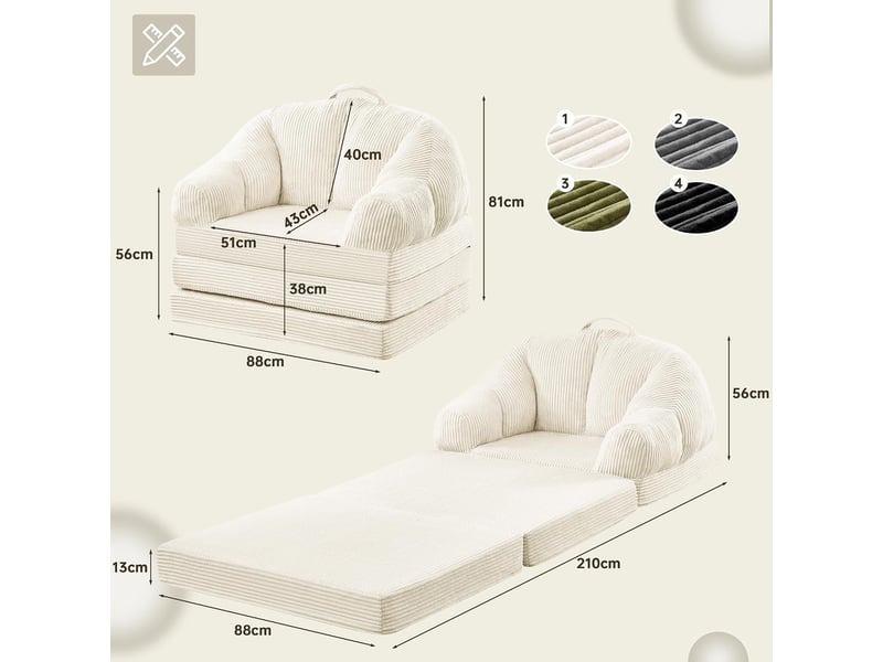 Banquette-lit bz avec couchage régulier, 88 cm, blanc - Conforama C