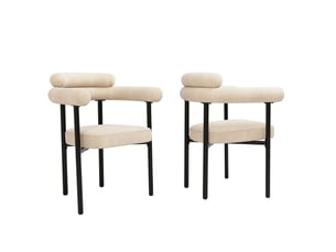 Lot de 4 chaises salle à manger 70x62x85 cm, beige, structure en métal, style actuel, doté d'accoudoirs