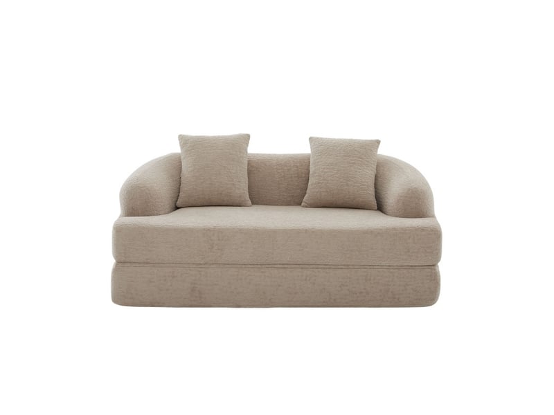 Canapé d'angle 2-en-1, 2 places, avec deux coussins, canapé-lit, 157 x 84 x 65 cm, beige - Conforama A