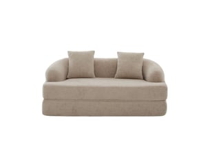 Canapé d'angle 2-en-1, 2 places, avec deux coussins, canapé-lit, 157 x 84 x 65 cm, beige