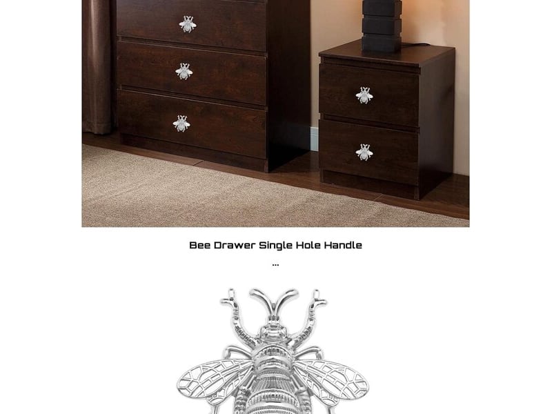  Vgol - 2 boutons métalliques motif abeille argentés, avec vis, pour penderies, placards cuisine et commodes  - Conforama D