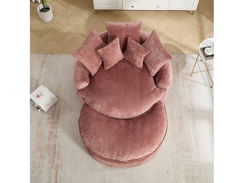  Fauteuil lounge avec repose-pieds et coussins rose evryae  - Conforama D