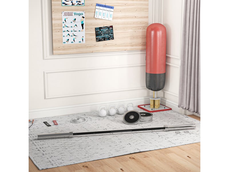 Barre d'haltères en acier 180 cm ø50 mm avec 2 pinces charge 200 kg barre de musculation pour disques ø5 cm fitness - Conforama D