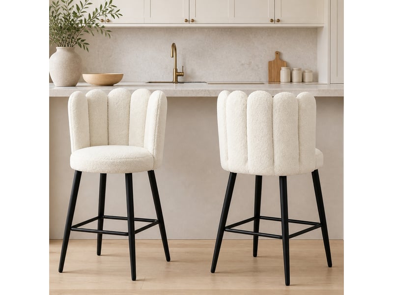  Ensemble de 2 tabourets de cuisine en polyester, acier et mousse avec repose-pieds réglable, 52 x 53 x 93 cm  - Conforama C