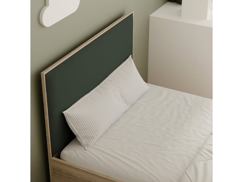 Lit coffre sashi - 90x200 cm - avec matelas - tissu velours - sonoma vert SASHI - Conforama D
