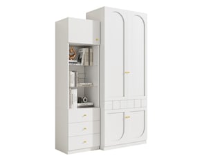 Ensemble armoire et meuble de rangement modenvie chambre blanc mdf 80 x 50 x 200 cm et 50 x 40 x 180 cm