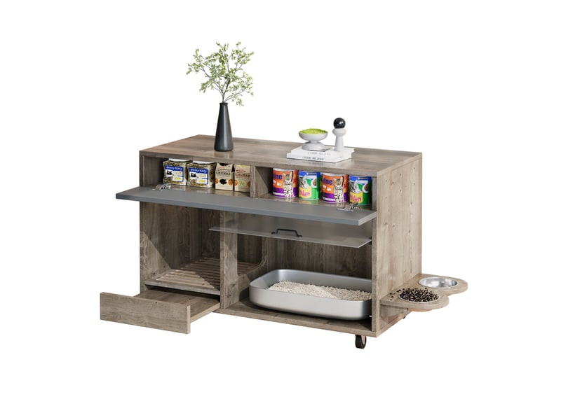  Meuble cache-litière avec rangement, maison de toilette discrète, chêne, 100 x 45.5 x 67 cm, mdf Fay Lum - Conforama A