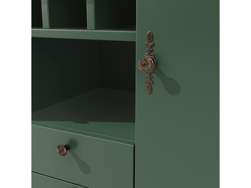 Buffet extensible 120x40x76 cm à 180 cm, meuble de rangement compact pour petit espace, hauteur standard 76 cm, couleur vert antique - Conforama R