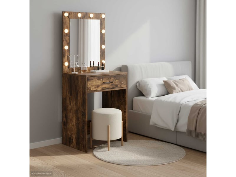  Coiffeuse, table de toilette chêne fumé 50x41x135 cm bois d'ingénierie shl95308  - Conforama B