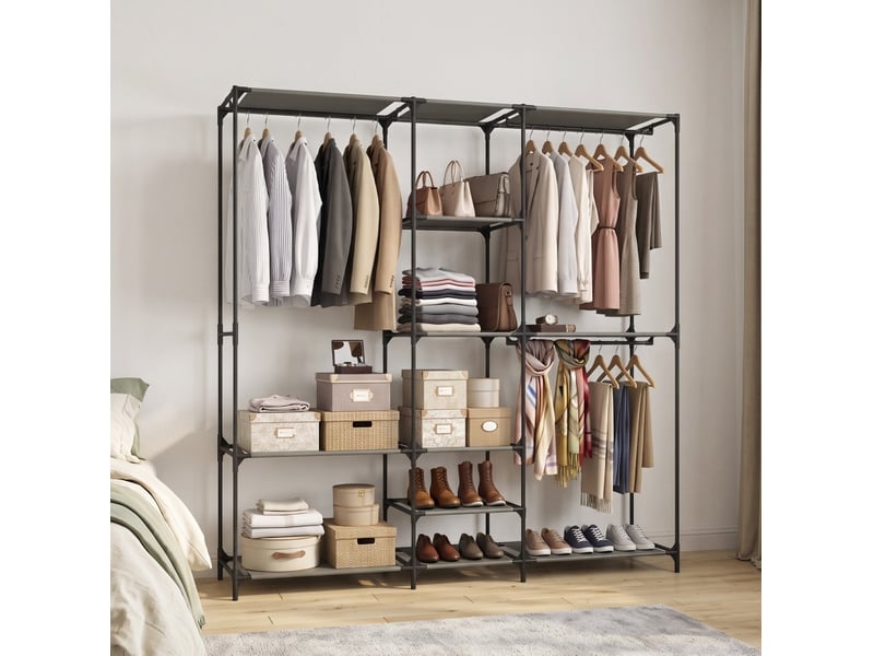  Armoire penderie ouverte portable 182 x 43 x 182 cm, 3 tringles, noire  - Conforama D