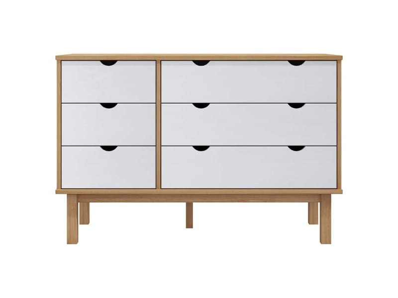  Commode, armoire à tiroirs bureau otta marron et blanc 111x43x73,5 cm bois de pin massif  - Conforama C