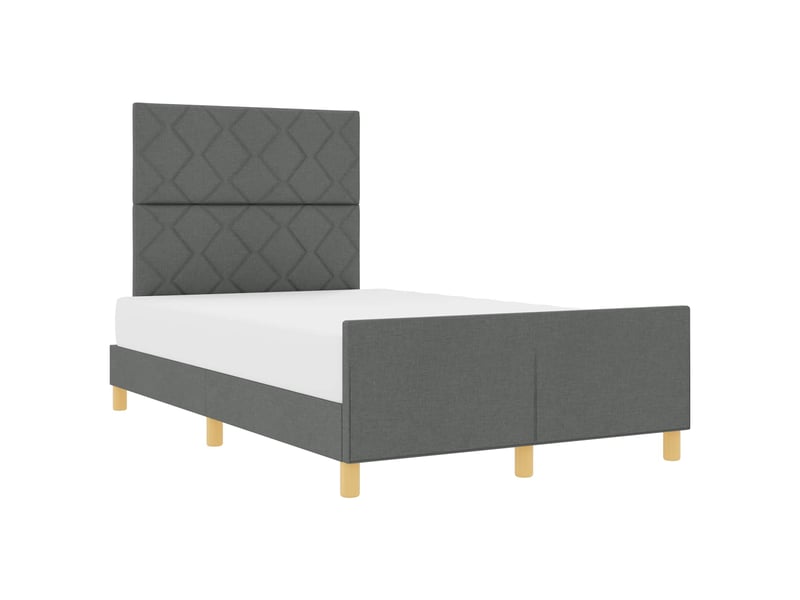  Lit double- lit adulte -  cadre de lit avec tête de lit gris foncé 120 x 190 cm tissu  - Conforama A