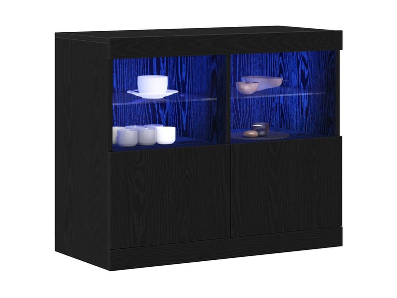  Buffet - bahut - meuble de rangement led noir 81 x 37 x 66,5 cm bois d'ingénierie  - Conforama C