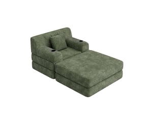 Fauteuil convertible <strong>COVREO </strong> Velours côtelé vert