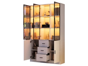 Vitrine coloris blanc 10 étagère(s) OKMYHOME - 120 cmx200 cm