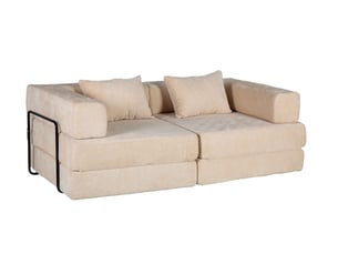 Canapé convertible 200 cm, canapé-lit modulable au sol en tissu chenille, sans montage, 2 places, beige