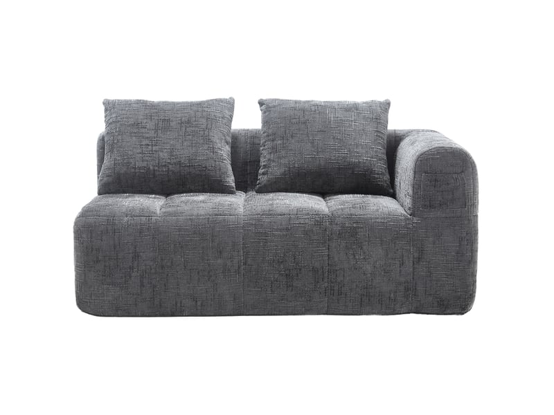 Canapé droit fixe 2 places en tissu gris avec poches latérales, confort moelleux pour votre salon moderne - Conforama A
