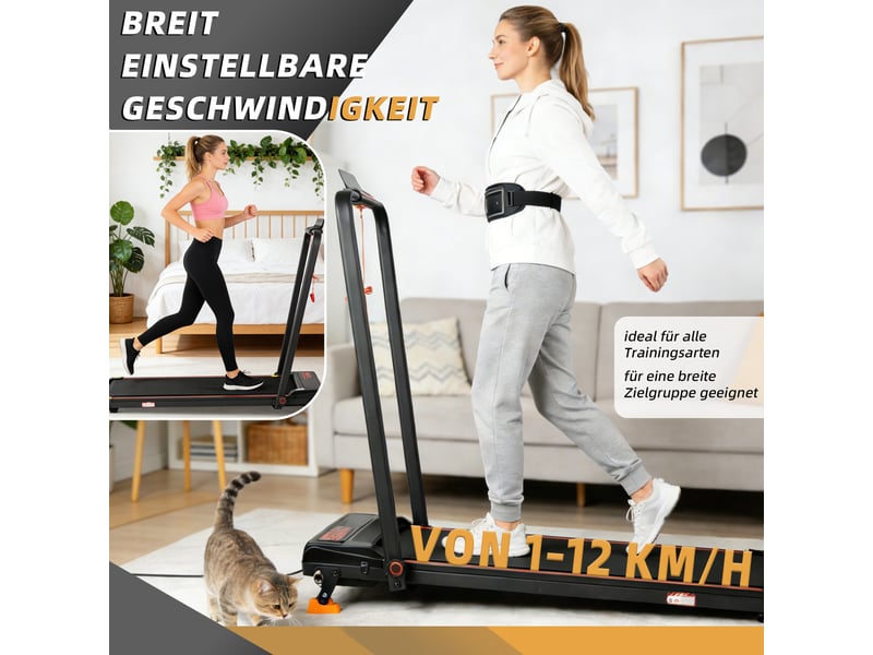  Tapis de course pliable 12 kmh, inclinaison réglable, app, led, 120 kg  - Conforama D