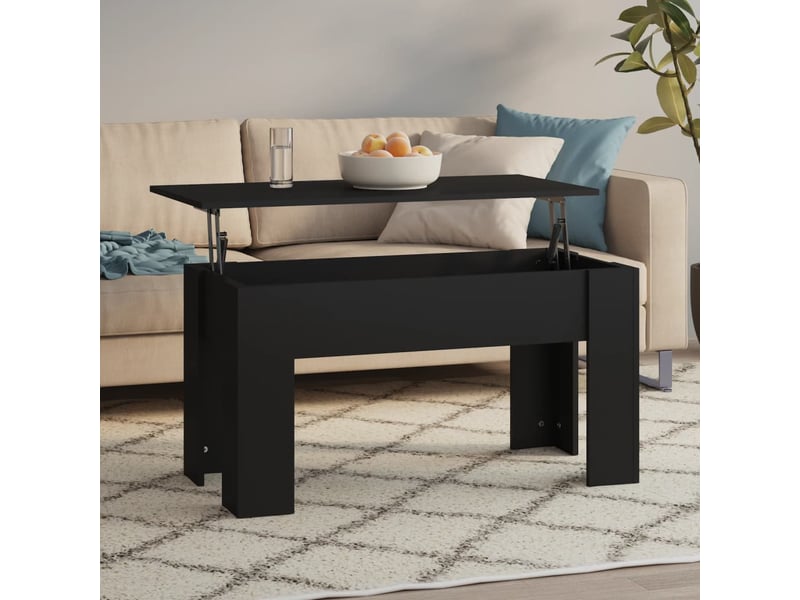  Table basse rectangulaire | table de salon noir 101x49x52 cm bois d'ingénierie  - Conforama B