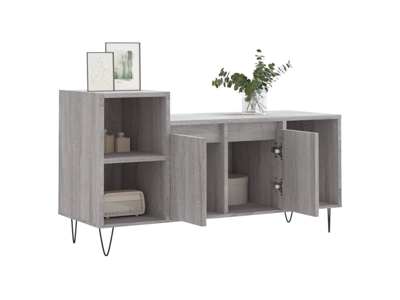  Meuble tv - banc tv - meuble de rangement sonoma gris 100x35x55 cm bois d'ingénierie  - Conforama D