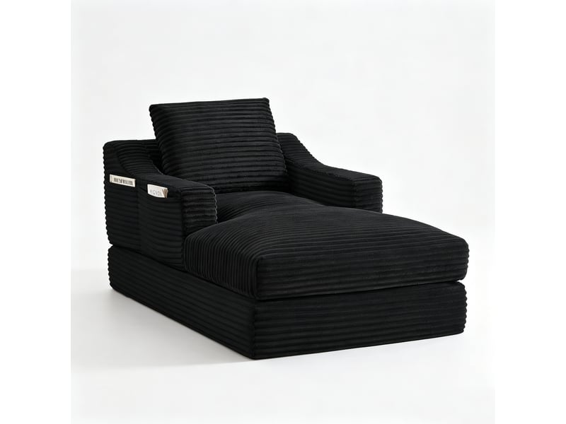  Fauteuil convertible 1 place en velours côtelé noir, 100 x 160 x 85 cm, sans montage, agencement modulable, conception double couche, pour le salon CARDUME ESTIVAL - Conforama A