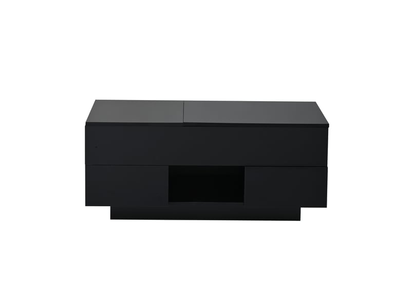 Table basse relevable 100x45x43 cm noire panneau de particules avec 2 tiroirs rangement led et câble usb evarich - Conforama A