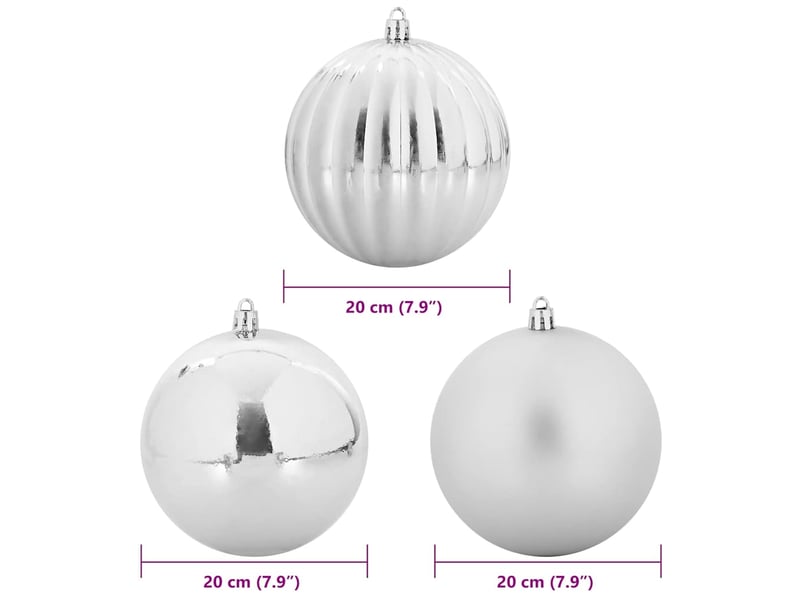  Ensemble de boules de noël xxl 4 pcs argenté ø 20 cm plastique  - Conforama E