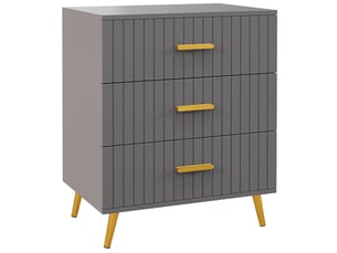 Commode moderne à 3 tiroirs en bois et aluminium, 60 x 40 x 71,5 cm, or et gris foncé