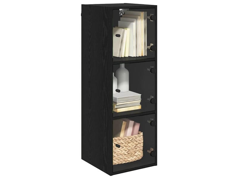  Meuble mural, meuble de rangement salon 35 x 37 x 102 cm bois d'ingénierie chêne noir  - Conforama C