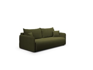 Canapé droit convertible   4 places Tissu vert avec coffre de rangement