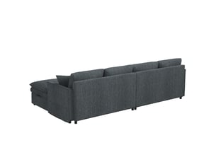 Canapé d'angle réversible fixe <strong>WISHDOR</strong> <strong></strong> 6 places Coton / Lin gris avec coffre de rangement